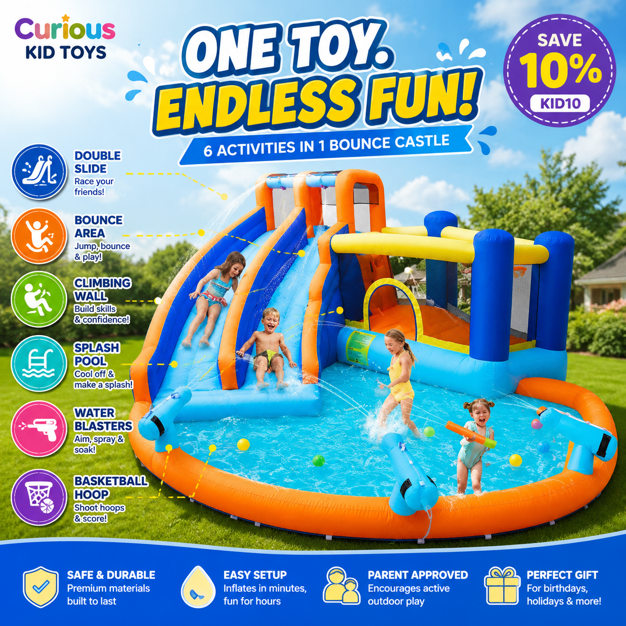 WonderSplash™ Double Slide Backyard Water Park